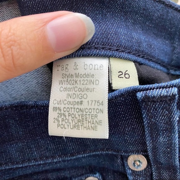 Rag & Bone Mid-Rise Skinny Dark Indigo Wash Jeans 26 - Picture 6 of 10